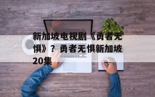 新加坡电视剧《勇者无惧》？勇者无惧新加坡20集