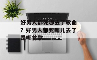 好男人都死哪去了歌曲？好男人都死哪儿去了是哪首歌