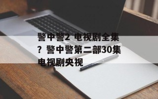 警中警2 电视剧全集？警中警第二部30集电视剧央视