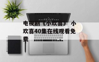 电视剧《小欢喜》 小欢喜40集在线观看免费
