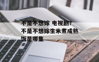 不是不想嫁 电视剧？不是不想嫁生米煮成熟饭是哪集