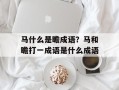 马什么是瞻成语？马和瞻打一成语是什么成语