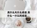 高什么大什么成语 高什么一什么的成语