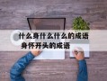 什么身什么什么的成语 身怀开头的成语