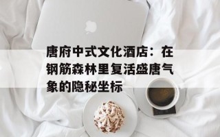 唐府中式文化酒店：在钢筋森林里复活盛唐气象的隐秘坐标