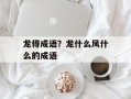 龙得成语？龙什么风什么的成语
