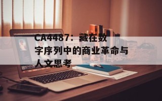 CA4487：藏在数字序列中的商业革命与人文思考