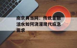 南京典当网：传统金融活水如何浇灌现代应急需求