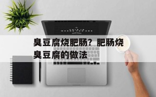 臭豆腐烧肥肠？肥肠烧臭豆腐的做法