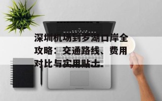 深圳机场到罗湖口岸全攻略：交通路线、费用对比与实用贴士