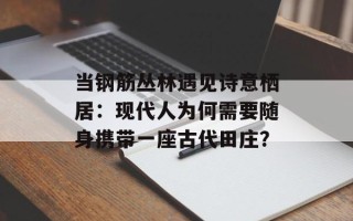 当钢筋丛林遇见诗意栖居：现代人为何需要随身携带一座古代田庄？