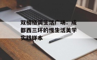 双楠格调生活广场：成都西三环的慢生活美学实践样本