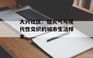 大兴社区：烟火气与现代性交织的城市生活样本