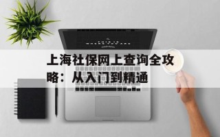 上海社保网上查询全攻略：从入门到精通