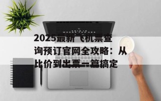 2025最新飞机票查询预订官网全攻略：从比价到出票一篇搞定