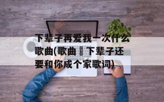 下辈子再爱我一次什么歌曲(歌曲巜下辈子还要和你成个家歌词)