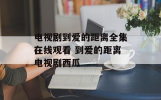 电视剧到爱的距离全集在线观看 到爱的距离电视剧西瓜