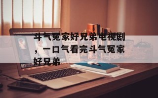 斗气冤家好兄弟电视剧，一口气看完斗气冤家好兄弟