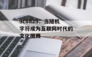 9c8829：当随机字符成为互联网时代的文化图腾