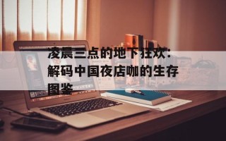 凌晨三点的地下狂欢：解码中国夜店咖的生存图鉴