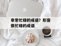 非常忙碌的成语？形容很忙碌的成语