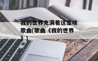 我的世界充满着这是啥歌曲(歌曲《我的世界》)