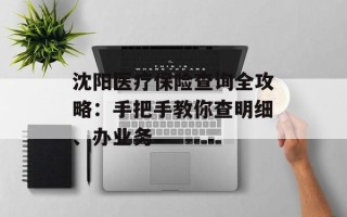 沈阳医疗保险查询全攻略：手把手教你查明细、办业务